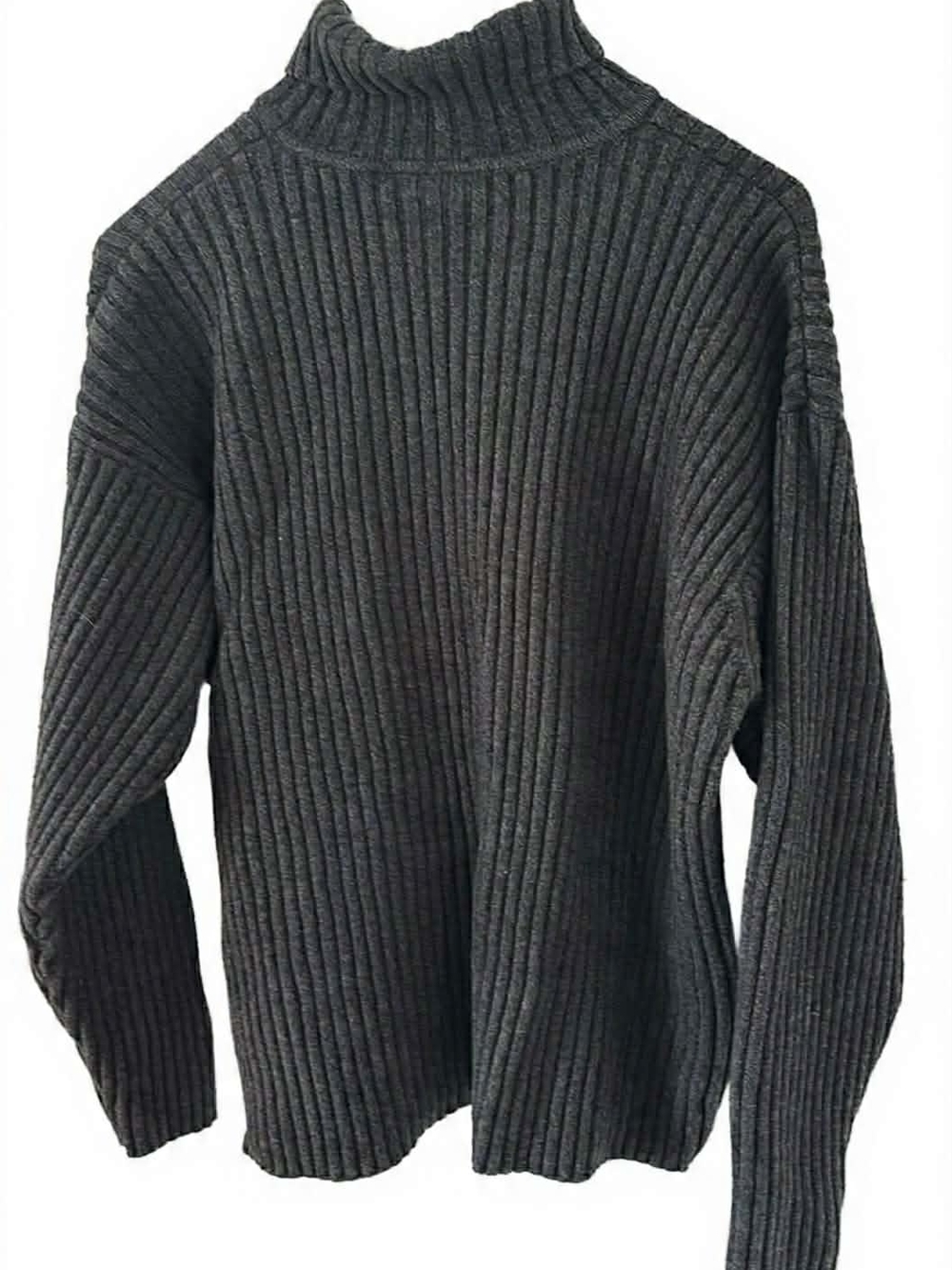 Country Road Men's Charcoal Ribbed Turtleneck Sweater Chunky
